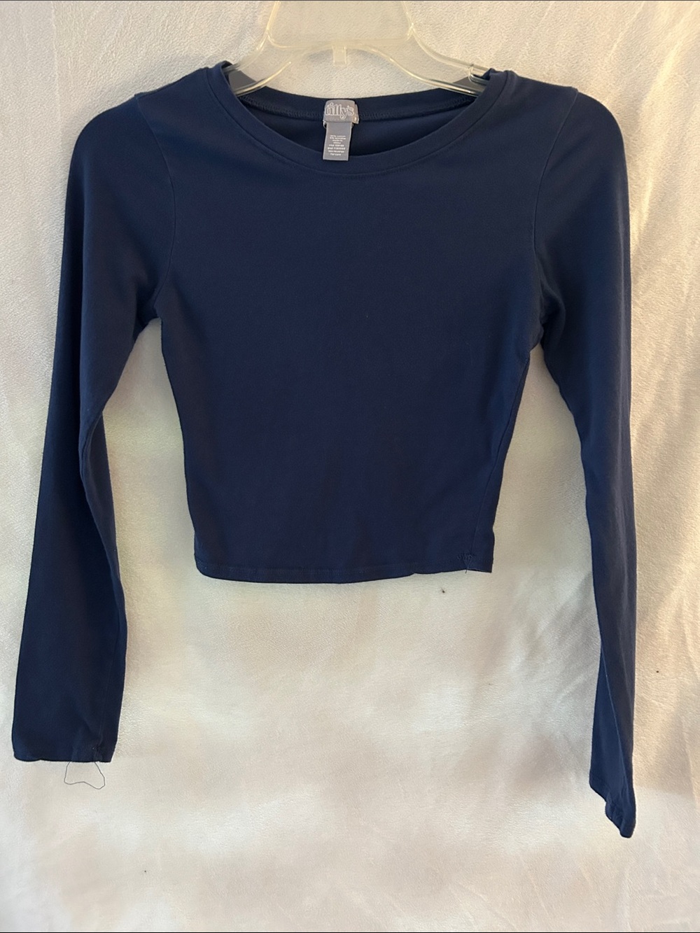 Dark Navy Long Sleeve Crop Top